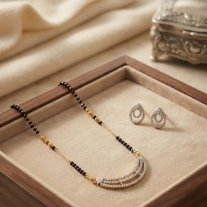 Elegant American Diamond Mangalsutra Set with Teardrop Studs for Daily & Festive Wear
