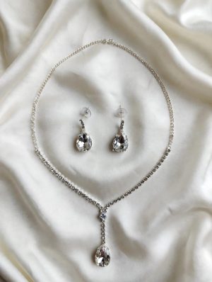 IMG-20260924-WA0258 Elegant Rhinestone Waterdrop Choker Necklace Set with Matching Crystal Earrings for Party & Evening Gowns